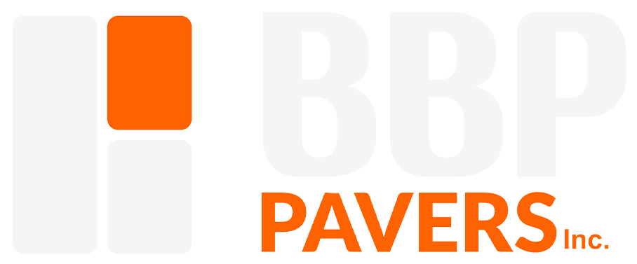 BBP Pavers logo in white and orange.