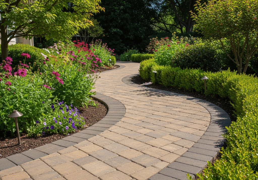 Serpentine paver walkway design, a great idea for walkway pavers Concord CA.