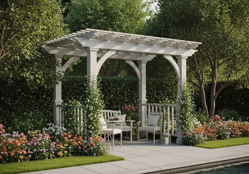 Freestanding Pergola Design Concord CA creating a garden destination.